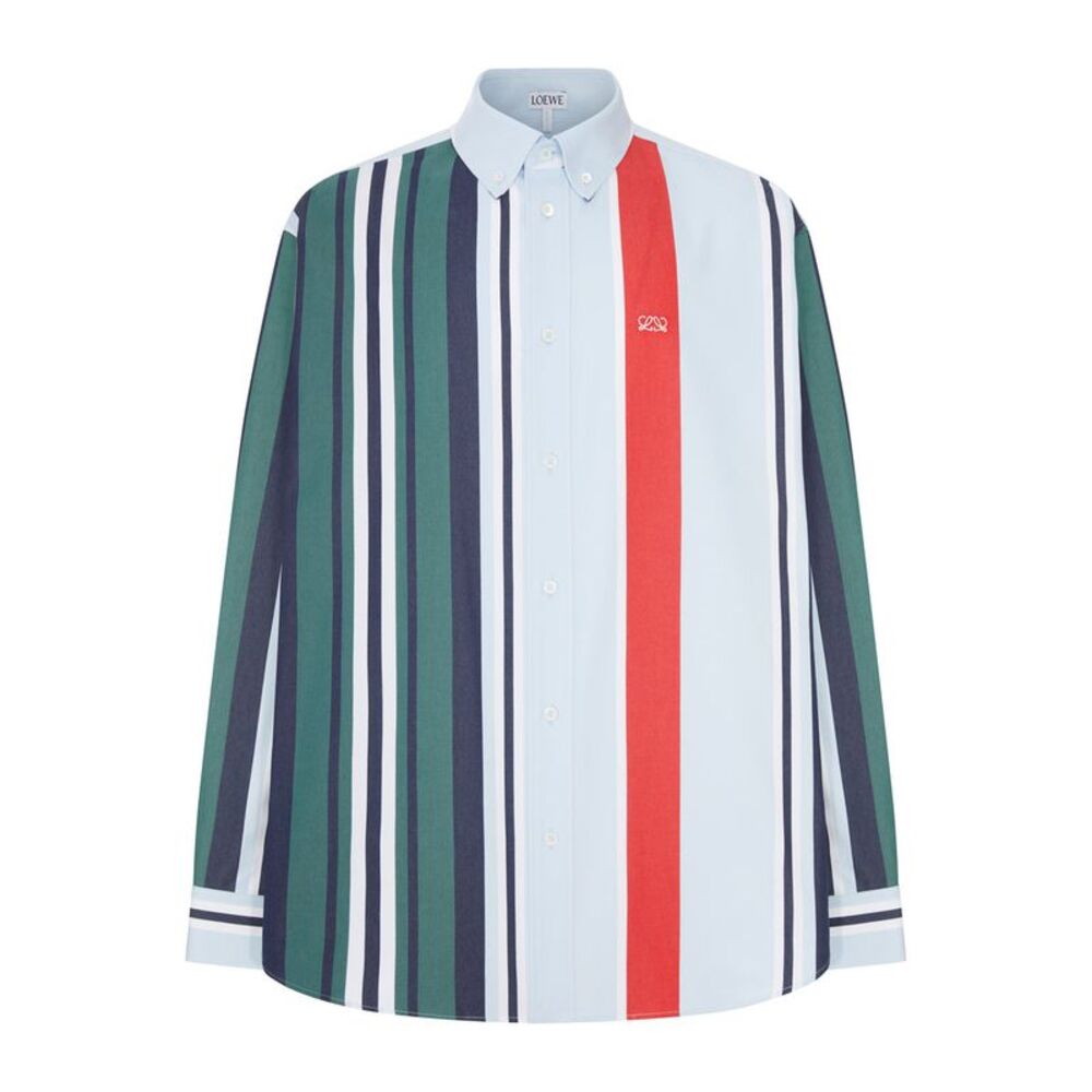 Loewe Men Mid-Weight Striped Cotton Twill Shirt